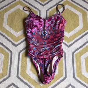 Printed one piece swimsuit